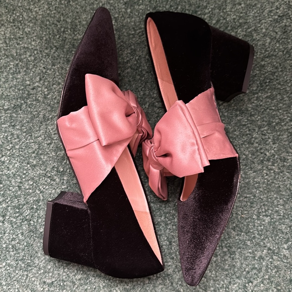 J. Crew Women's Black and Pink Bow Heels - Picture 4 of 7